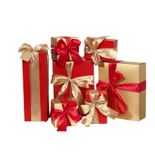Twfbrm7PCS julklappsaskar, julklappsset med kapslade lådor, fyrkantiga stapelbara med satinband, kompatibel med jul, Thanksgiving, nyår