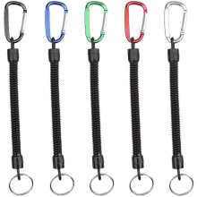 Lot de 5 anneaux porte-clés spiralés avec mousqueton coloré, porte-clés à ressort spiralé