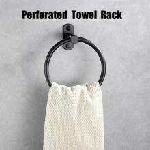 Toalla de mano negra XEOVHV para baño, perforada, para toallero, con acabado mate (2 ml)