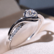 Verlobungsring, 925er Sterlingsilber, mit Zirkonia besetzt, seidenweiche Legierung, kompatibel mit Sterlingsilber, perfektes Geschenk zum Jahrestag,