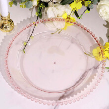 Pratos de servir redondos de acrílico transparente rosado de 30 cm (12") da Efavormart, pacote com 6 unidades.