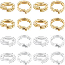 80 stk. 2 farver split-hopperinge, 24 karat guld og 925 sterlingsølvbelagte dobbelte løkker, 6 mm metalforbindelser