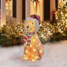 2D Julhund med LED-ljus Trädgårdsdekoration med akryl trädgårdspåke (FMY) Q8