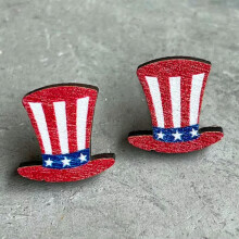 RSAMD Stampa su legno USA4th of July Eagle Star Stripes Flag Independence Day Orecchini a perno-#6