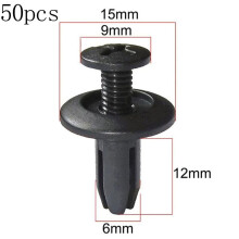6 mm karosseriklips - 50 stk. motorfestenagler for dør,
