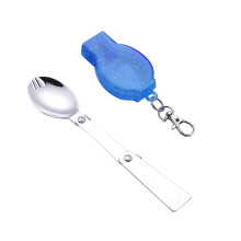 Utensílios de viagem dobráveis para atividades ao ar livre, camping e atividades ao ar livre, Ruhiku GW, em aço inoxidável, com garfo e colher de