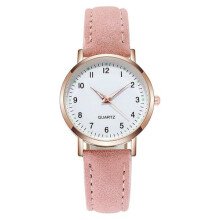 Damarmbandsur quarzo analogico Dam Läderrem Modeklocka, 100% Ny Rosa Pink