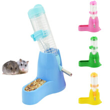 Meidiya 80/120ml Bottiglia d'acqua per criceti e conigli 2 in 1 con supporto e ciotola per il cibo, compatibile con gabbie da appendere, per piccoli