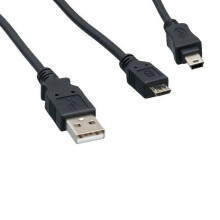 Kentek 1,5 m USB 2.0A till Mini B & Micro B 5-stifts 24AWG höghastighets 2-i-1-splitterkabel för datasynkronisering, kompatibel med digitalkamera