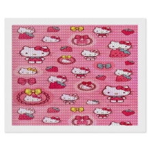 Kit de pintura com diamantes Hello Kitty para adultos, compatível com artesanato de pontos de diamante 5D, pintura com diamantes redondos em toda a