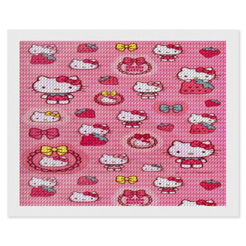 Κιτ ζωγραφικής Hello Kitty Diamond Art για ενήλικες, συμβατό με χειροτεχνίες 5D με διαμάντια,