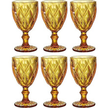 Farvede vinglas, glasbægre, præget vintagemønster, farvede