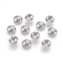 Tampas de contas em aço inoxidável 201, cor Apetalous, 8x2,4mm, furo: 0,8mm