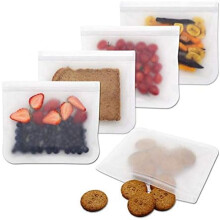 Sacos reutilizáveis para armazenamento de alimentos LINLIN, feitos de silicone PEVA de grau alimentício (FDA), à prova de vazamentos e ideais para