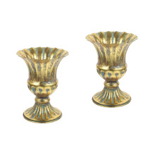Conjunto de 2 Vasos Decorativos Pequenos para Decoração de Casa, Vaso de Flores em Formato de Urna, Vasos de Metal Fofos para Flores e Escritório