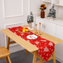 Lucky Christmas bordlöpare, snögubbe och jultomtedesign, kompatibel med 13,8x70,9 tums bord, för inomhus- och utomhusdekorationer