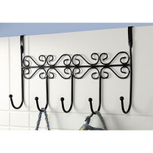 Over-Door Towel Hanger with 5 Hooks Black