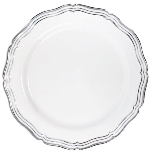 Aristocrat Collection Dinner Plates White & Silver 10in