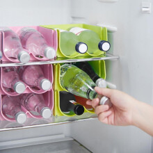 Stapelbarer Wasserflaschenhalter aus Kunststoff – Aufbewahrungsbox für Küchenarbeitsplatte, Speisekammer, Kühlschrank und Gefrierschrank