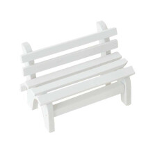 Banc de jardin double miniature en bois blanc, paysage