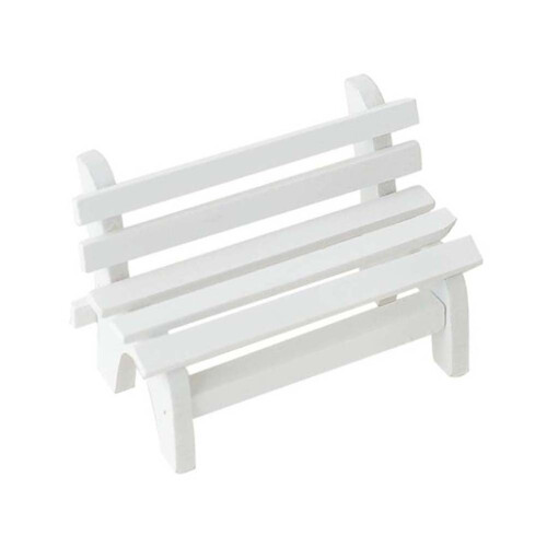 Banc de jardin double miniature en bois blanc, paysage