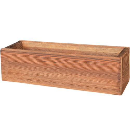 Macetero rectangular de madera de 60 cm (24 pulgadas) de estilo rústico.