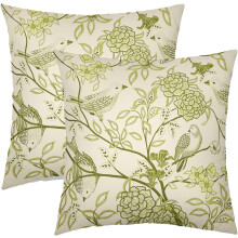 Cotton Linen Pillow Covers 18x18 Inch Set of 2 Sage Olive