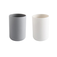 2-Pack PP Toothbrush Cup Japanese Style White Grey