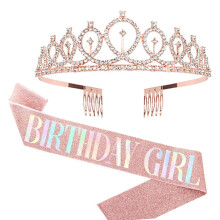 Kit composto da fascia e tiara con strass per la festeggiata (1 set)