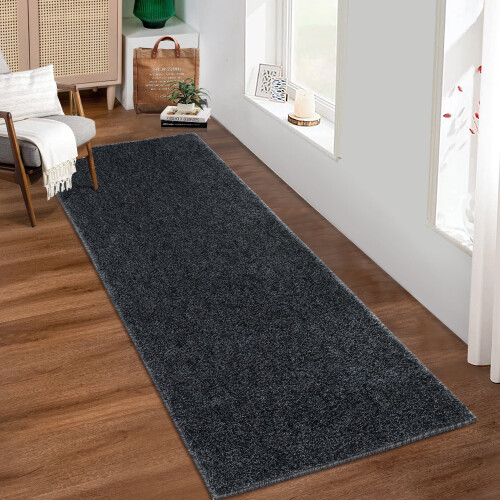 Shag Runner Rug Black 2 ft x 10 ft