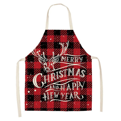 Christmas Kitchen Apron with Socks Red Black Buffalo Plaid