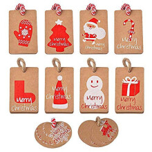 Brown Kraft Gift Tags with Twine 100 Pack 10 Designs
