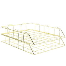 Porta-revistas de mesa para escritório, em ferro, com suporte para arquivos e documentos (2 peças).