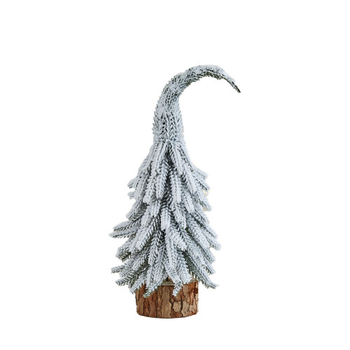 Flocked Mini Christmas Tree Set with Wooden Base