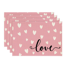Pink Heart Valentine Placemats Set of 4 12x18 Inch