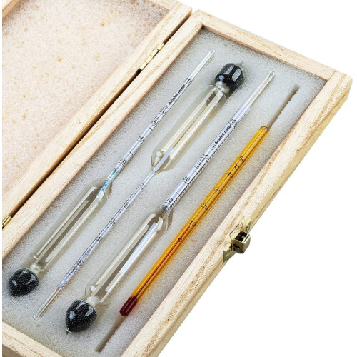 Alkohol-Hydrometer-Set 0-100 % vol mit Thermometer