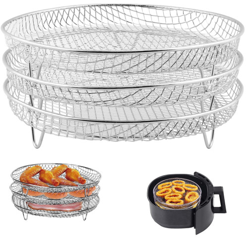 Airfryer korgset, 3 delar, rostfritt stål