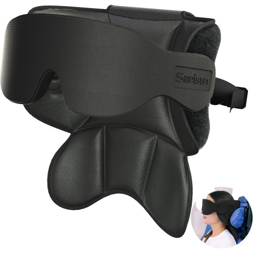 Airplane Head Support with 3D Eye Mask & Adjustable Strap