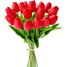 Knallrosa kunstige tulipaner 33 cm 10-pakning