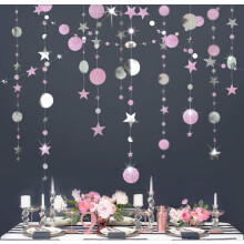 Guirlande de cercles d'étoiles pailletées pour anniversaire d'enfant 3m
