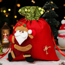 Fabric Christmas Gift Bag with Drawstring Closure – Large Capacity, Festive Decorated Sack for Tree Hanging & Holiday Treats
