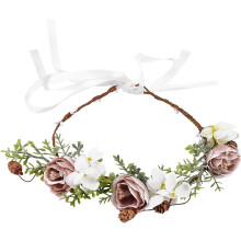 Couronne de fleurs avec bandeau ajustable Ă ruban