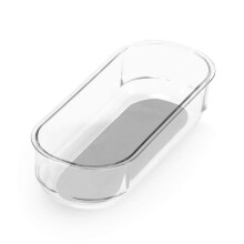 Organizador de contenedores transparente con agarre suave, gris claro, 7,88 x 3,31 pulgadas.