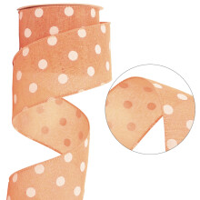 Polka Dot Ribbon Imitation Linen 25mm x 3m
