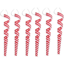 Christmas Tree Candy Cane Ornaments Plastic Red White 6 pcs