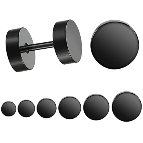 Limei Black Stud Earrings Stainless Steel 5 Pairs