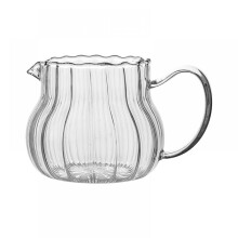 Pot à lait en verre rayé Prettyui, résistant à la chaleur et muni d'une poignée.