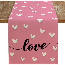 Valentine's Day table runner burlap 13x83 in pink