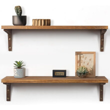 Wood Wall Shelf Rustic Floating 24 Inch Natural Solid Wood