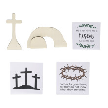Oster-Tablett-Deko-Set, rustikales Holzschild mit Hasenmotiv